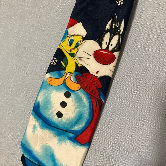 Vintage Looney Tunes Mania Sylvester & Tweety Christmas Neck Tie - Picture 5 of 6